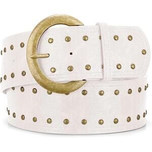 Wide Chunky Leather Belts for Women 2.3" Western Vintage Studded Thick Waist